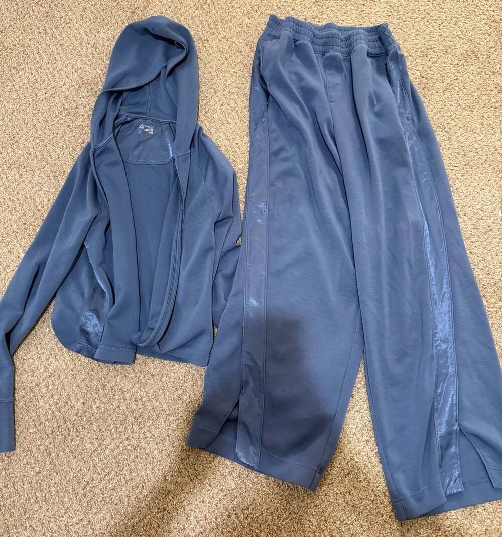 OFFLINE by Aerie Blue Hoodie and Wide Leg Pant Set Size M/S